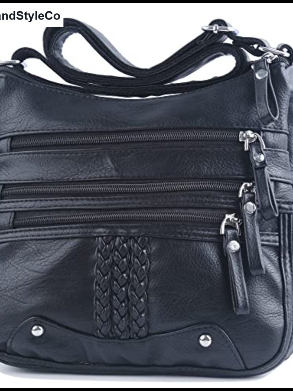 Women PU Leather Satchel Handbag Crossbody Shoulder Bag 10 Pockets